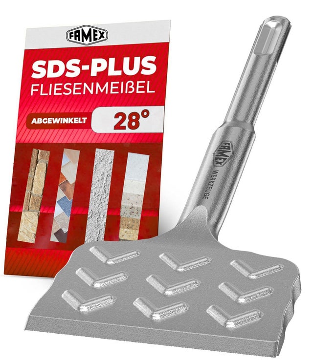 FAMEX 8342 Burin à carrelage SDS-Plus 75x165mm, Ciseau, extra large - haute qualité