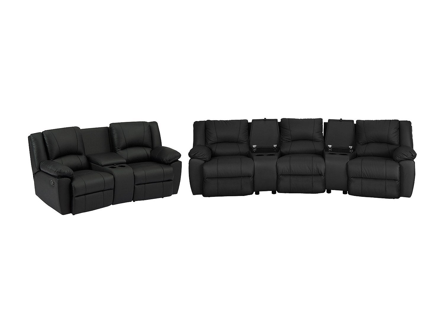 Kanapa 3 osobowa i 2 osobowa z funkcją relax z czarnej skóry bydlęcej - AROMA