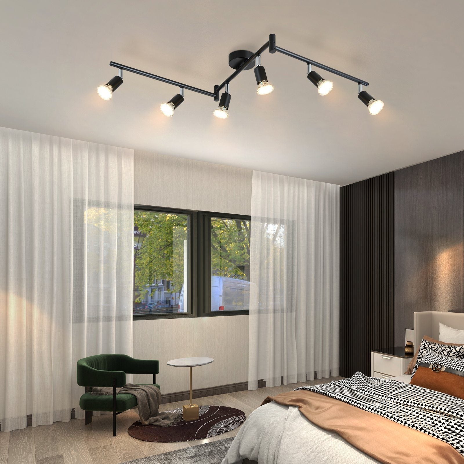 NETTLIFE 6 czarnych metalowych Reflektorowaów sufitowych GU10 regulowanych o 330° do kuchni, salonu, sypialni - 4