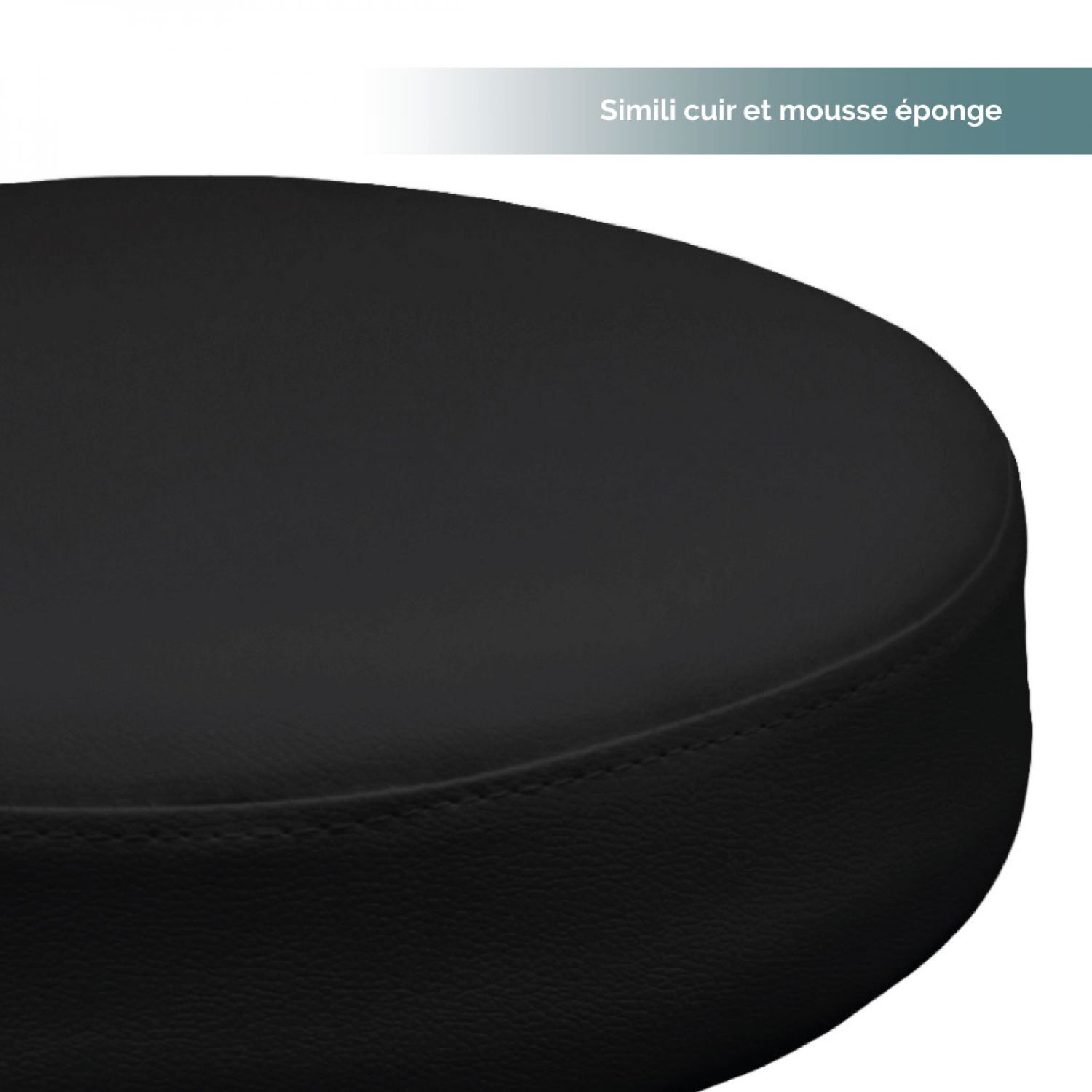 Tabouret rond à roulettes réglable en hauteur de 43.5 à 60.5 cm et pivotable à 360° - Noir - Vivezen - 3