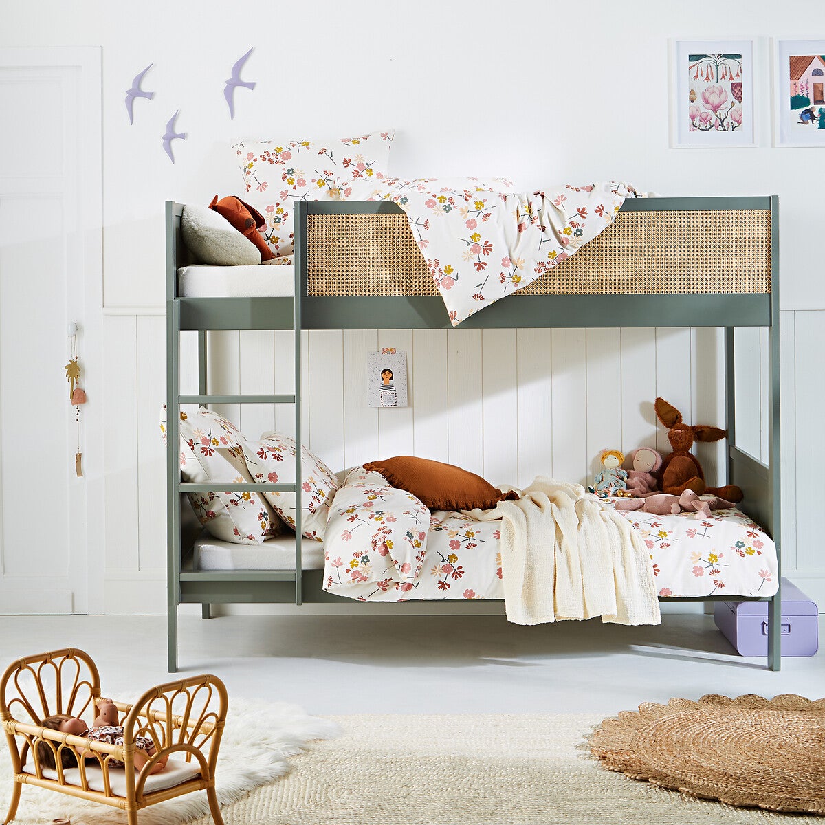 Housse de couette flanelle de coton, Rosine - Imprimé fleurs - 140 x 150 cm - 2