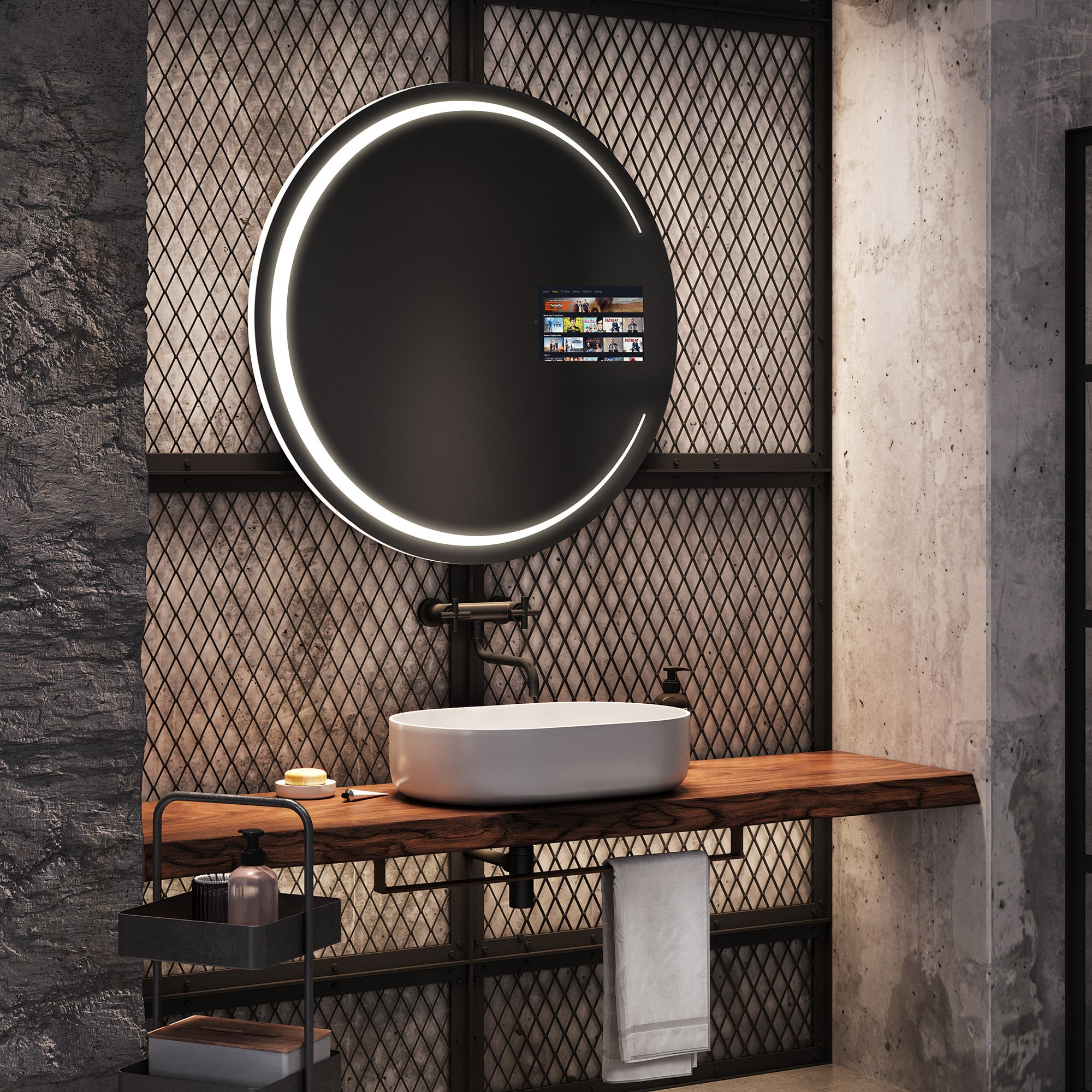 Okrągłe lustro łazienkowe SMART (90x90 cm) z podświetleniem LED (L156) z przełącznikiem dotykowym