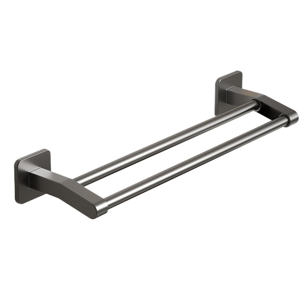 Wieszak na ręczniki łazienkowe, drążek podwójny, bez wiercenia, 30 cm, szary