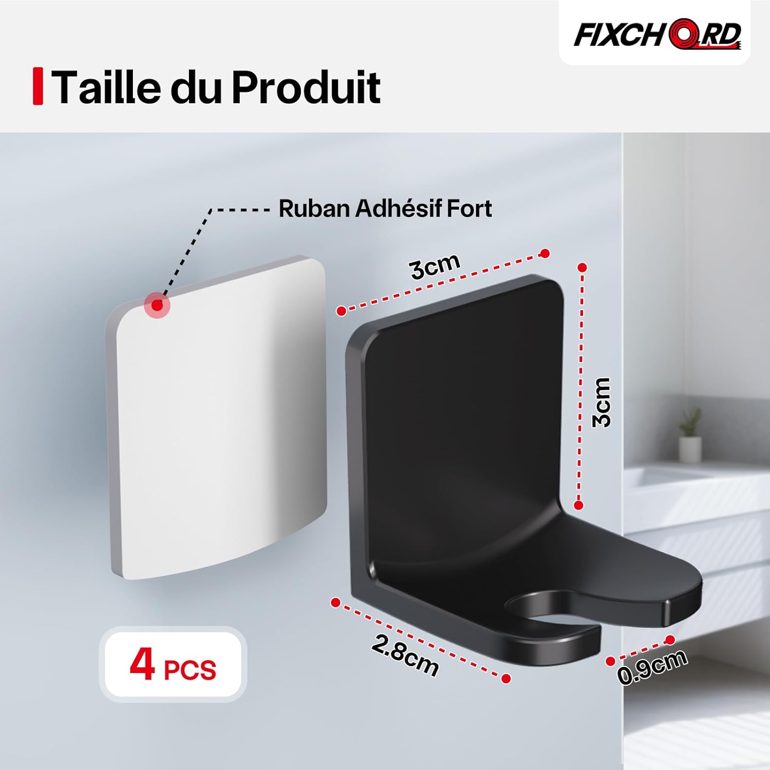 Ensemble de quatre supports noirs pour brosses à dents électriques, support de rangement pour têtes de brosses à dents spécialement conçu pour la sall - 2