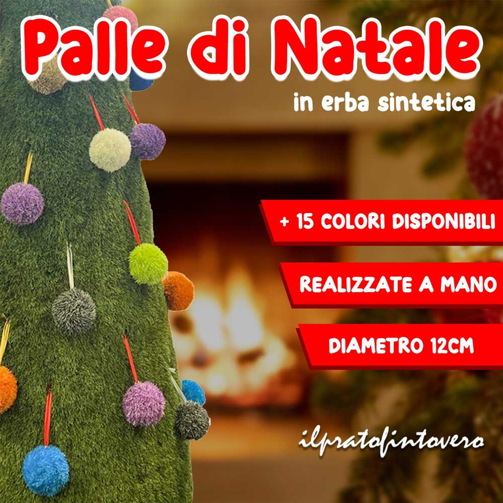 Palla di Natale in erba sintetica magenta Ø 12 cm - 3