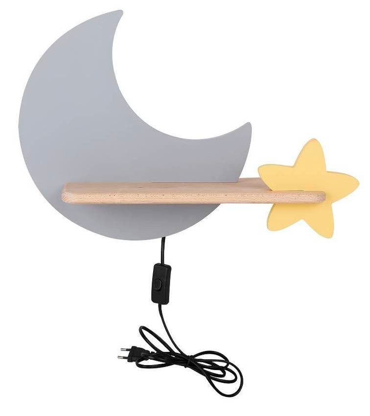 Kinkiet Moon jasne drewno z szarym LED 5W 4000K 250lm wym: 27,5 x 39,5 x 12 cm metal IP20 Candellux