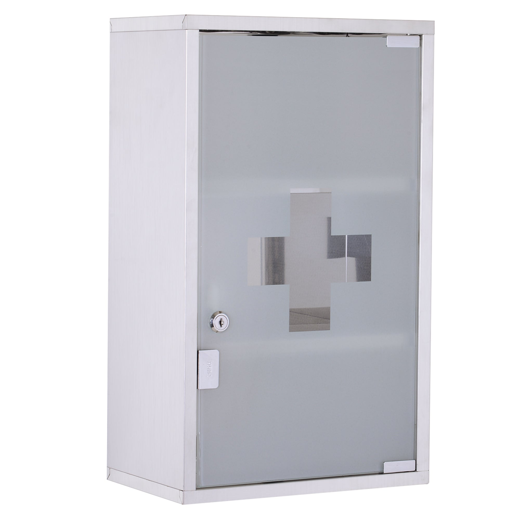 3 tier stainless steel wall mounted medicine cabinet glass lockable door storage shelves houseware bathroom furniture w/2 keys