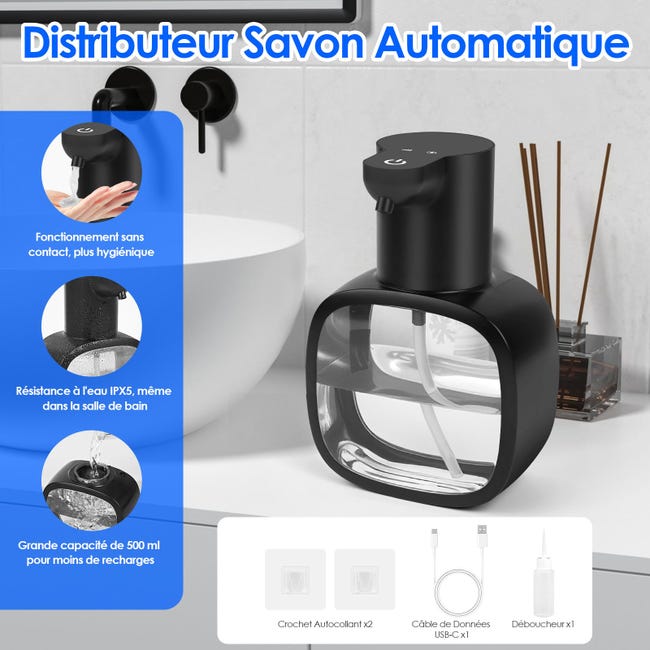 Dispenser di sapone automatico automatico da 300 ml con sensore, dispenser automatico di sapone con ricarica USB, per bagno, cucina, toilette, bianco crema Dispenser di sapone automatico automatico da 300 ml con sensore, dispenser automatico di sapone con ricarica USB, per bagno, cucina, toilette, bianco crema