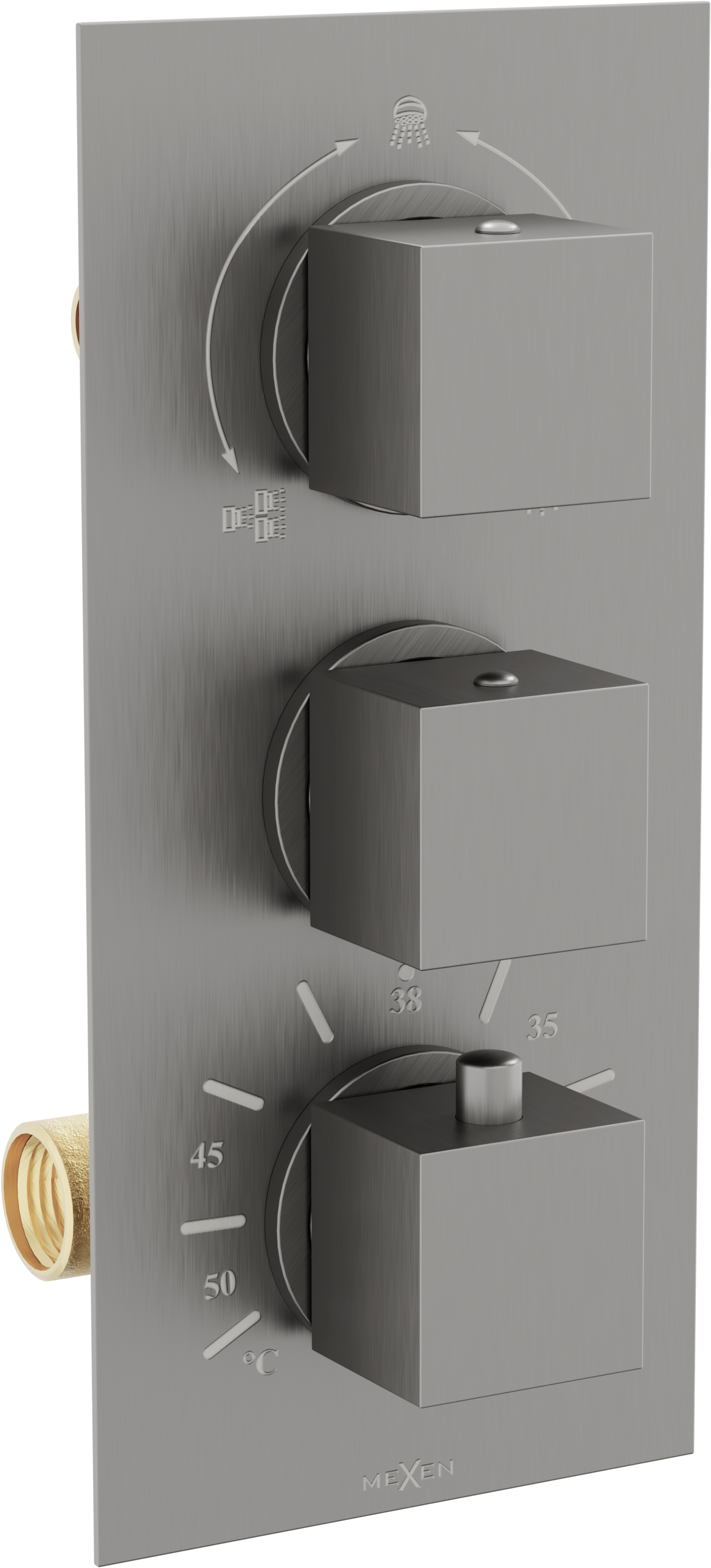 Mexen Cube termostatyczna bateria wannowo-prysznicowa 3-wyjściowa, grafit - 77503-66