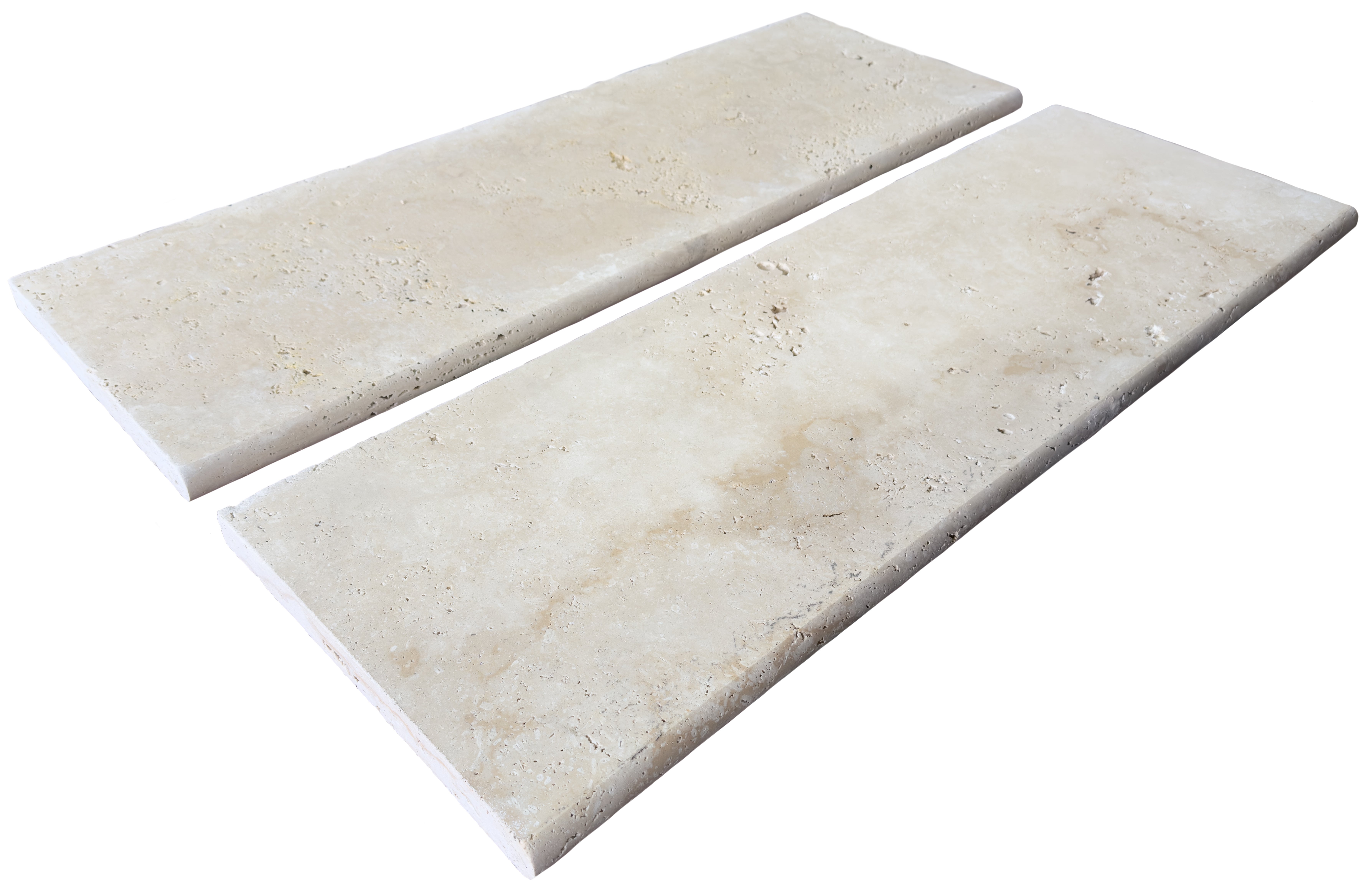 Marche d'escalier en travertin beige Medium Light - Bord Rond - 33 x 100 x 3 cm - pièce - C-NEGOCE - 3