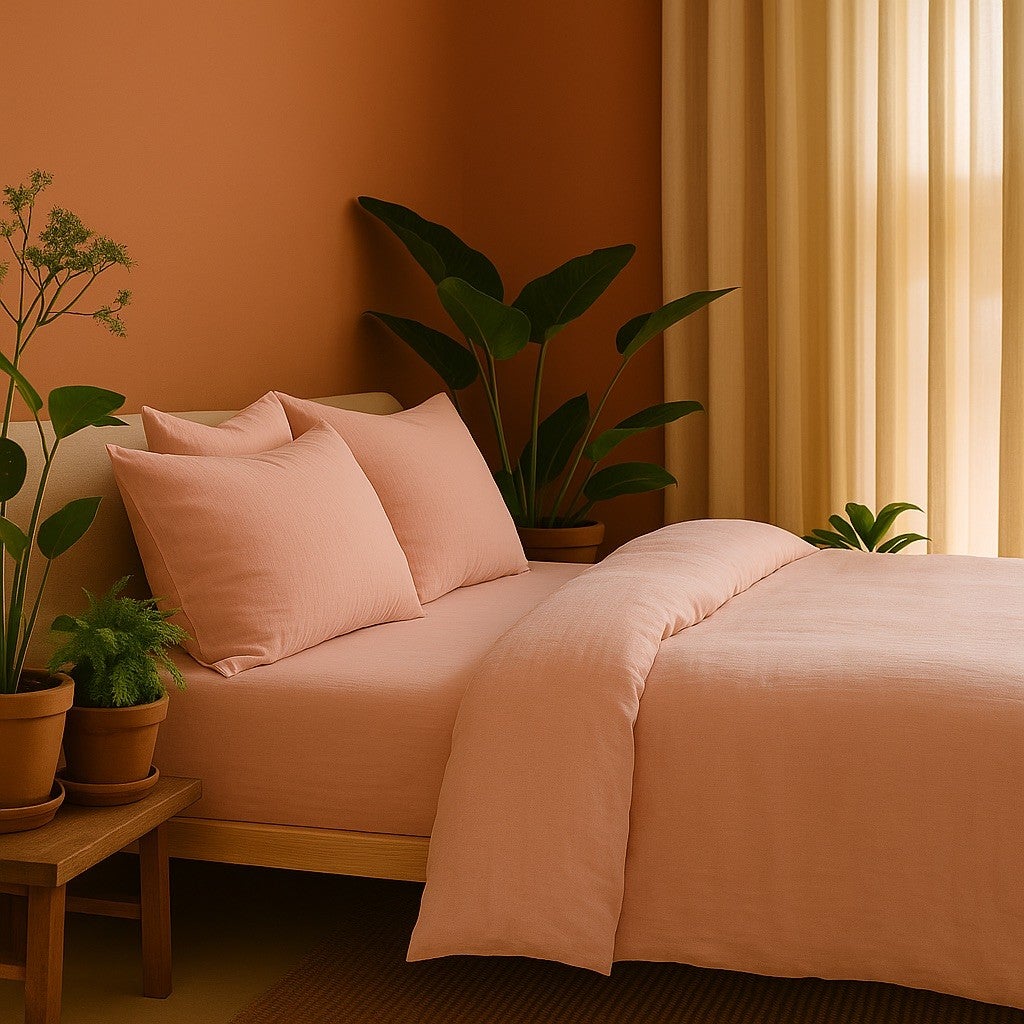 Parure de Lit en Gaze de Coton 240 x 220 cm - Rose - 2