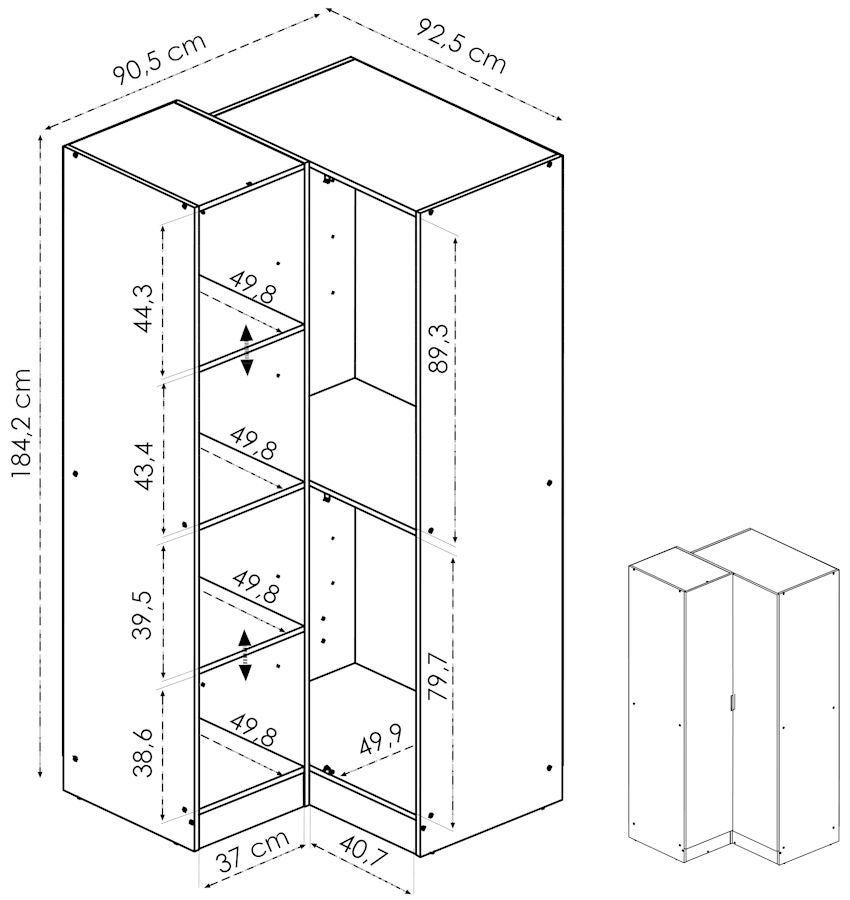 Armoire d'angle Essen naturel 91 x 93 x 184 cm - 4