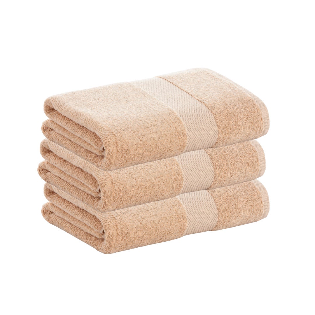 Pack 3 toallas beige ducha de algodón paduana 70x140cm