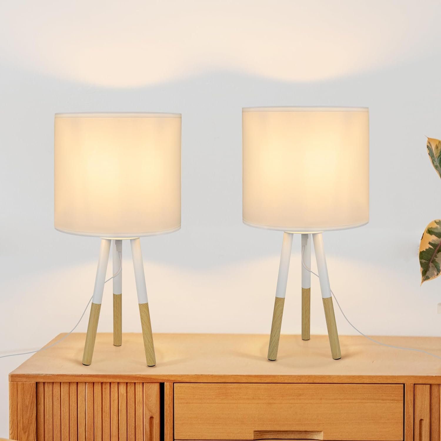 ZMH Lampa stołowa Zestaw 2 biała E27 40W lampka nocna sypialnia nowoczesna lampa stołowa