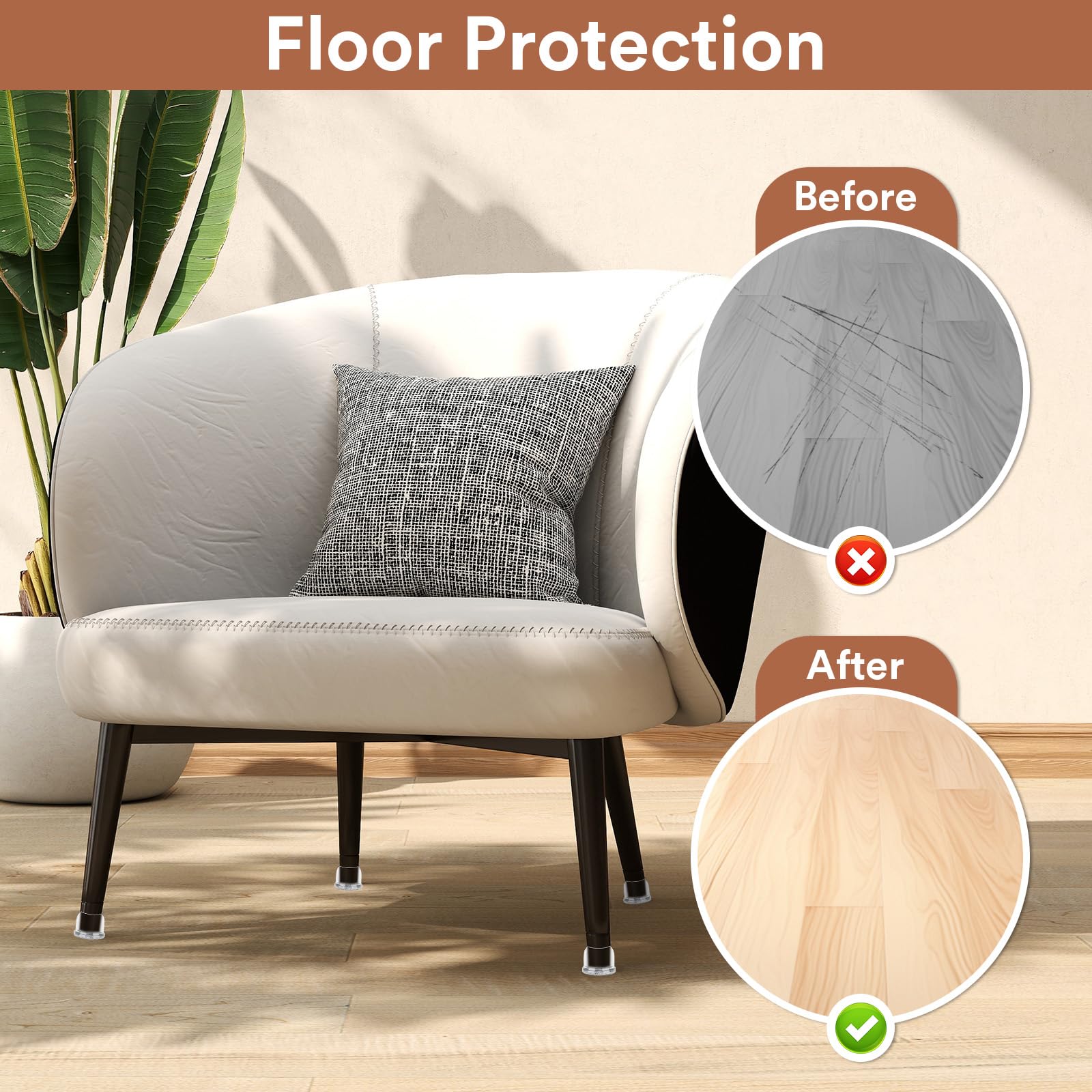 16 Gommini Per Sedie In Feltro | Antigraffio E Antirumore Per Pavimenti - Proteggi Gambe Mobili