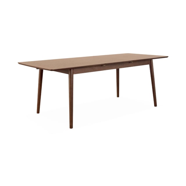 Mesa de comedor rectangular extensible de 6-8 plazas, Lina, Madera de nogal, 210x90x75 cm
