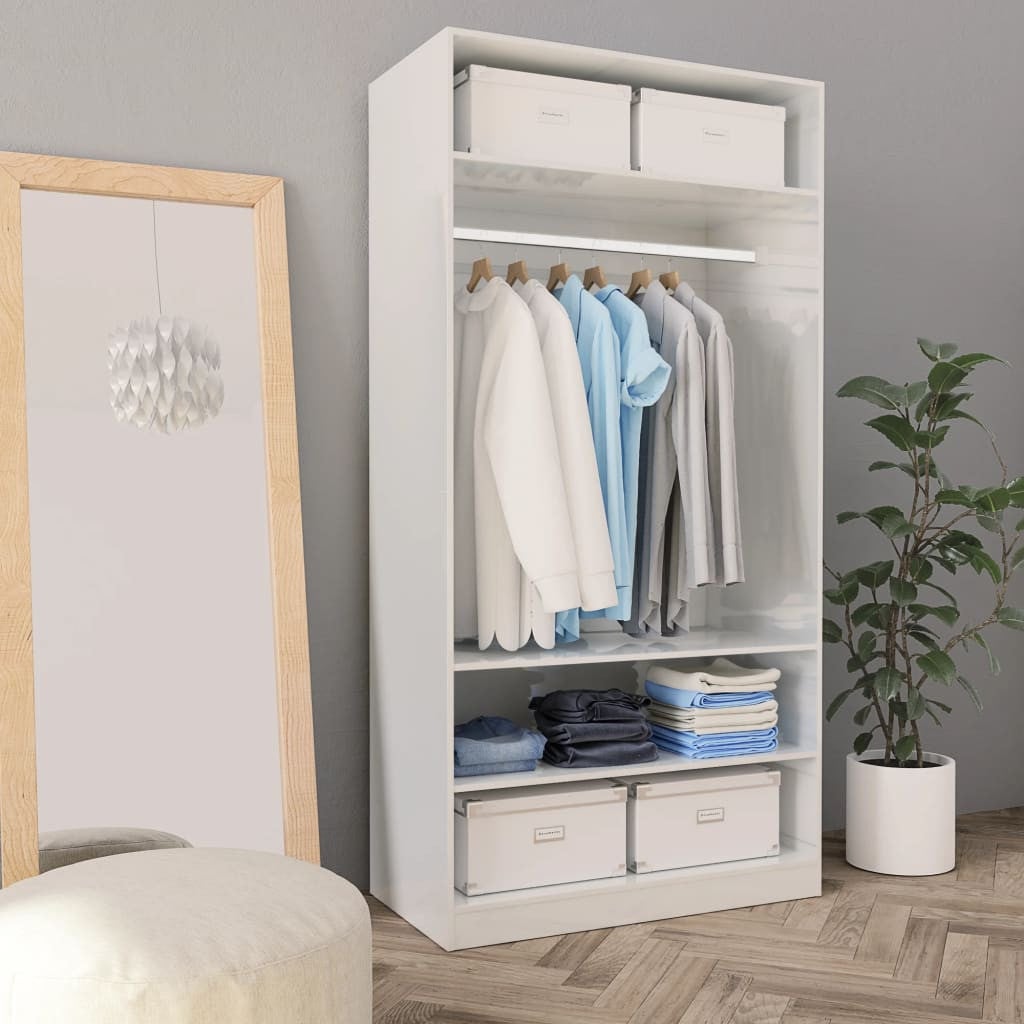 Garde-robe Blanc brillant 100 x 50 x 200 cm - 2