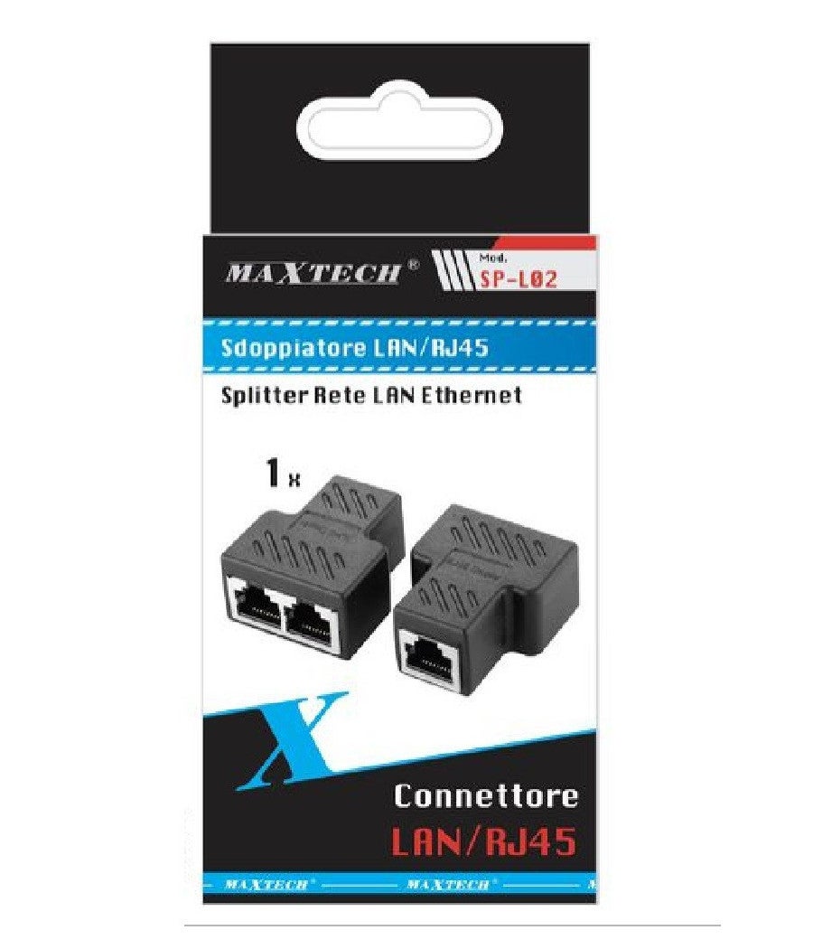 Trade Shop - Adattatore Rj45 Splitter Convertitore Lan Da 1 A 2 Porte Doppio Maxtech Sp-l02 - - 3