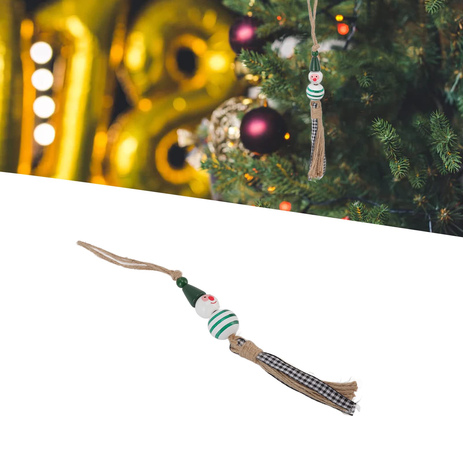 5 peças de contas de madeira de natal, contas de madeira de artesanato de natal de 7,1 polegadas, artesanato de natal - 5