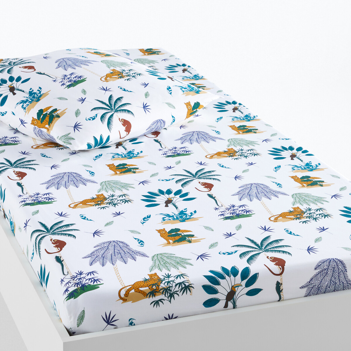 Drap-housse coton biologique, Petite Jungle - Imprimé - 90 x 140 cm ...