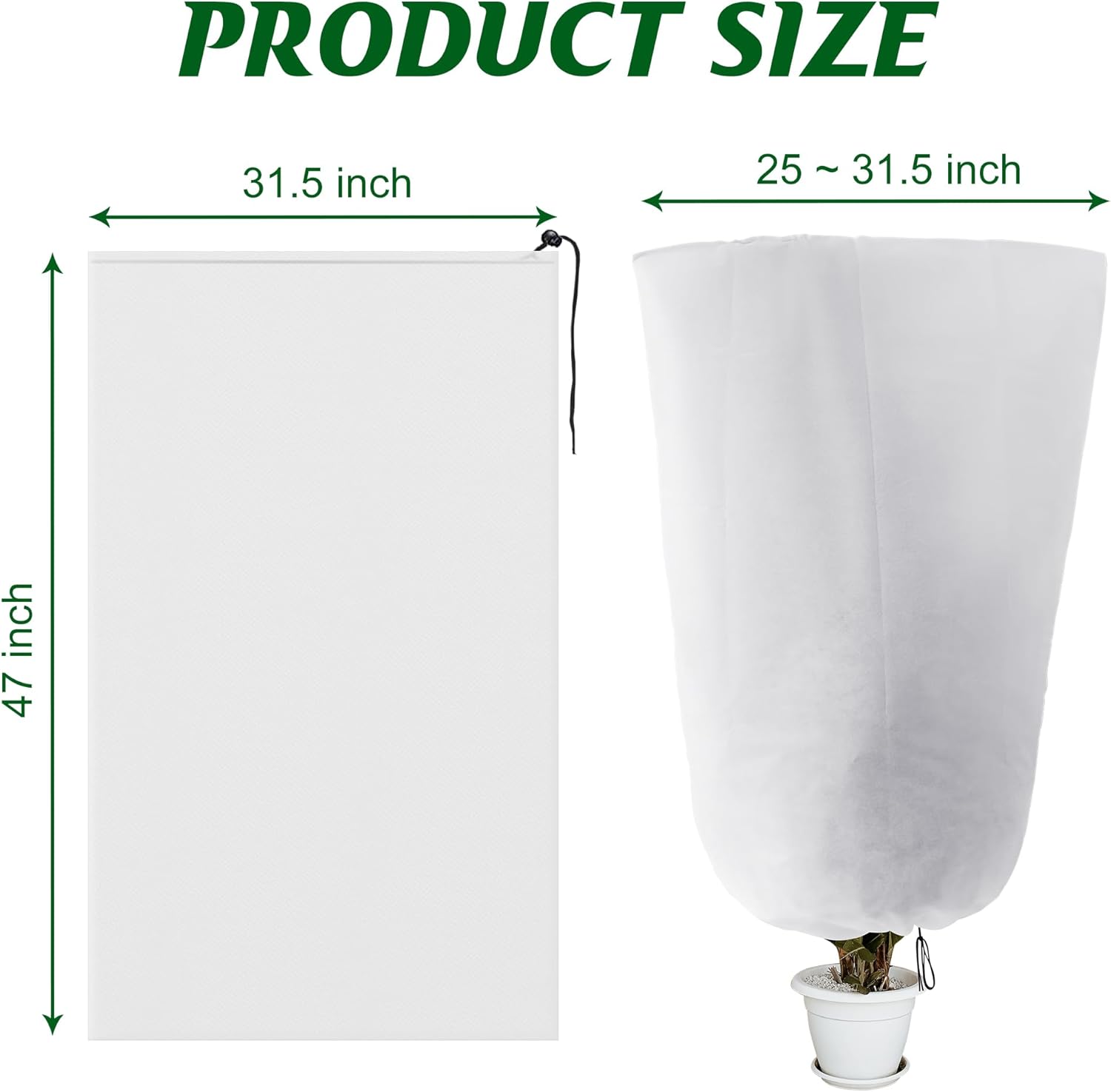 Osłona na rośliny na zimę ze ściągaczem - 120 x 80 cm, chroniąca przed mrozem. Opakowanie 3 szt.