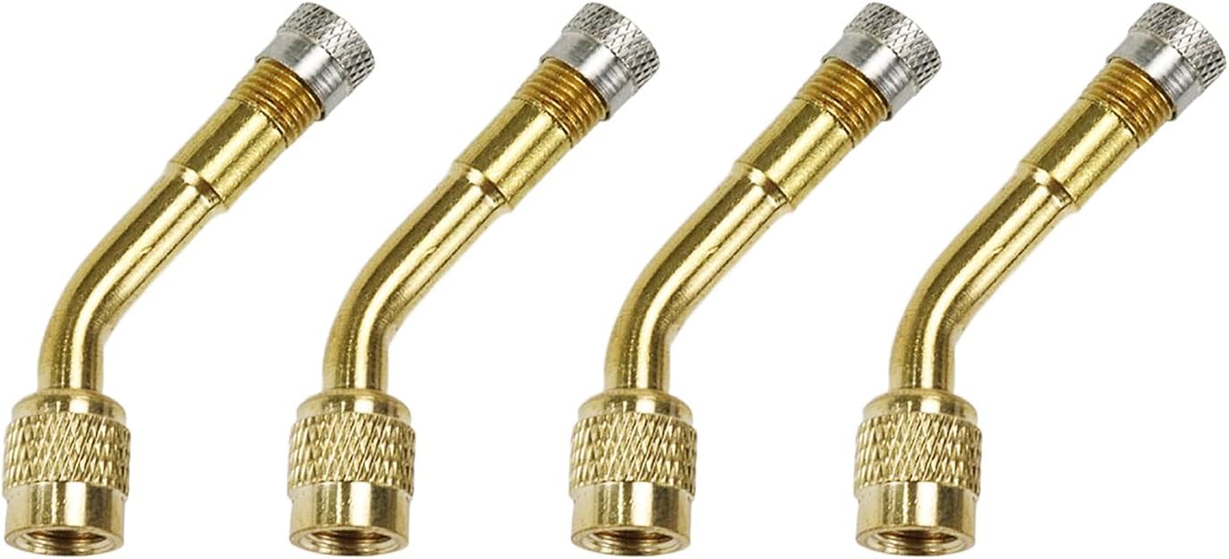 Przedłużacz zaworu opony 135 stopni do samochodów, motocykli, rowerów, zawór uniwersalny (opakowanie 4 szt., złoty)