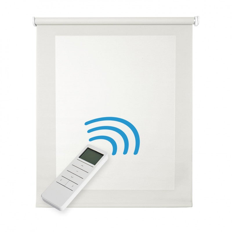 Estores enrollables screen estor motorizado automático con mando tejido técnico aislante térmico blanco 140 x 250cm