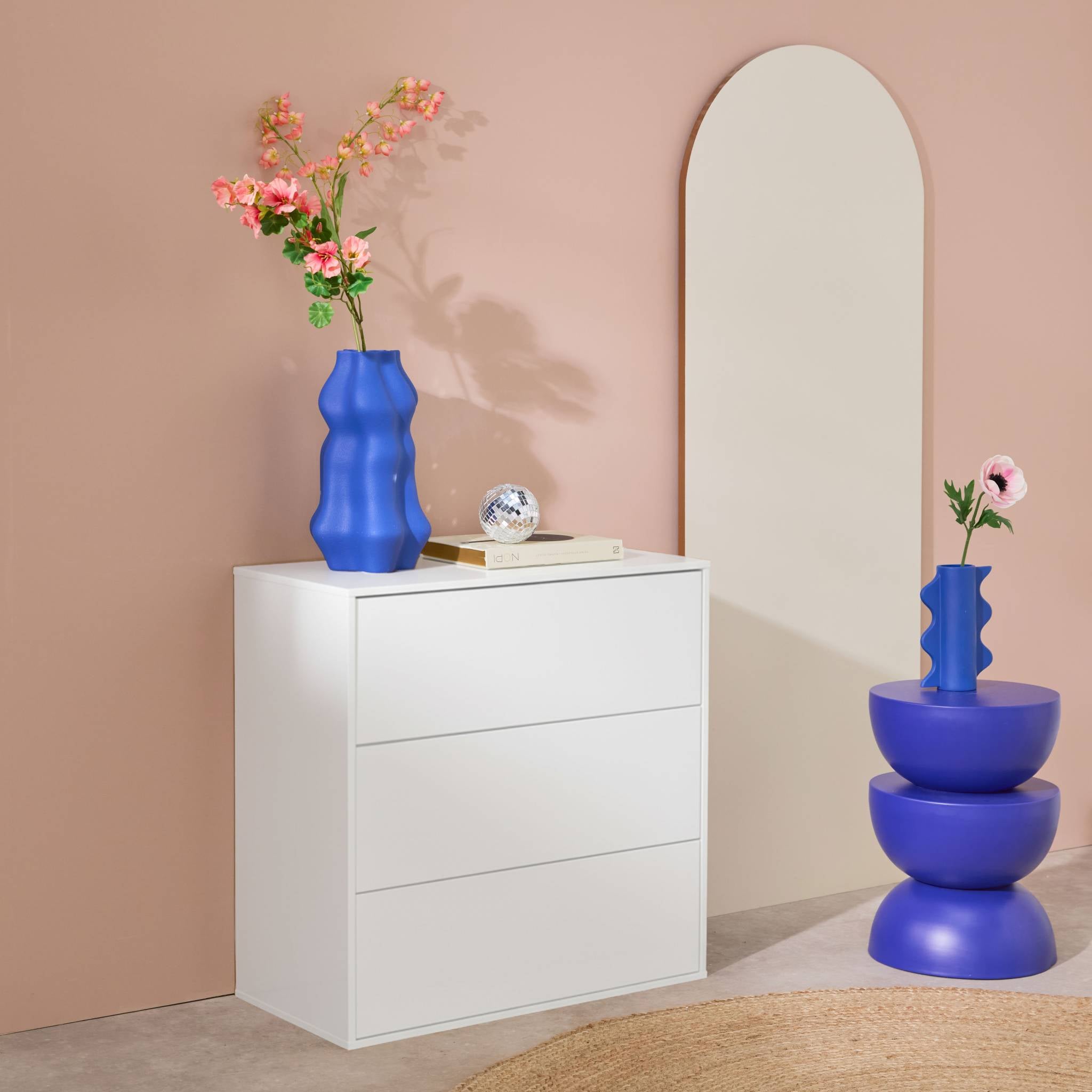 Commode. module de rangement décor bois blanc 3 tiroirs - Kompo - 2