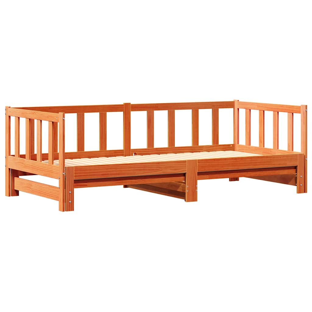 Łóżko Dzienne Rozsuwane Sofa Rama Łóżka Drewniana Brąz