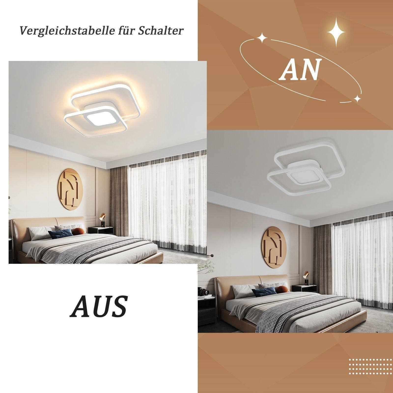 NETTLIFE Lámpara de Techo LED 48W Metal Blanco Regulable Moderna con Mando a Distancia para Dormitorio Salón Cocina Comedor - 5