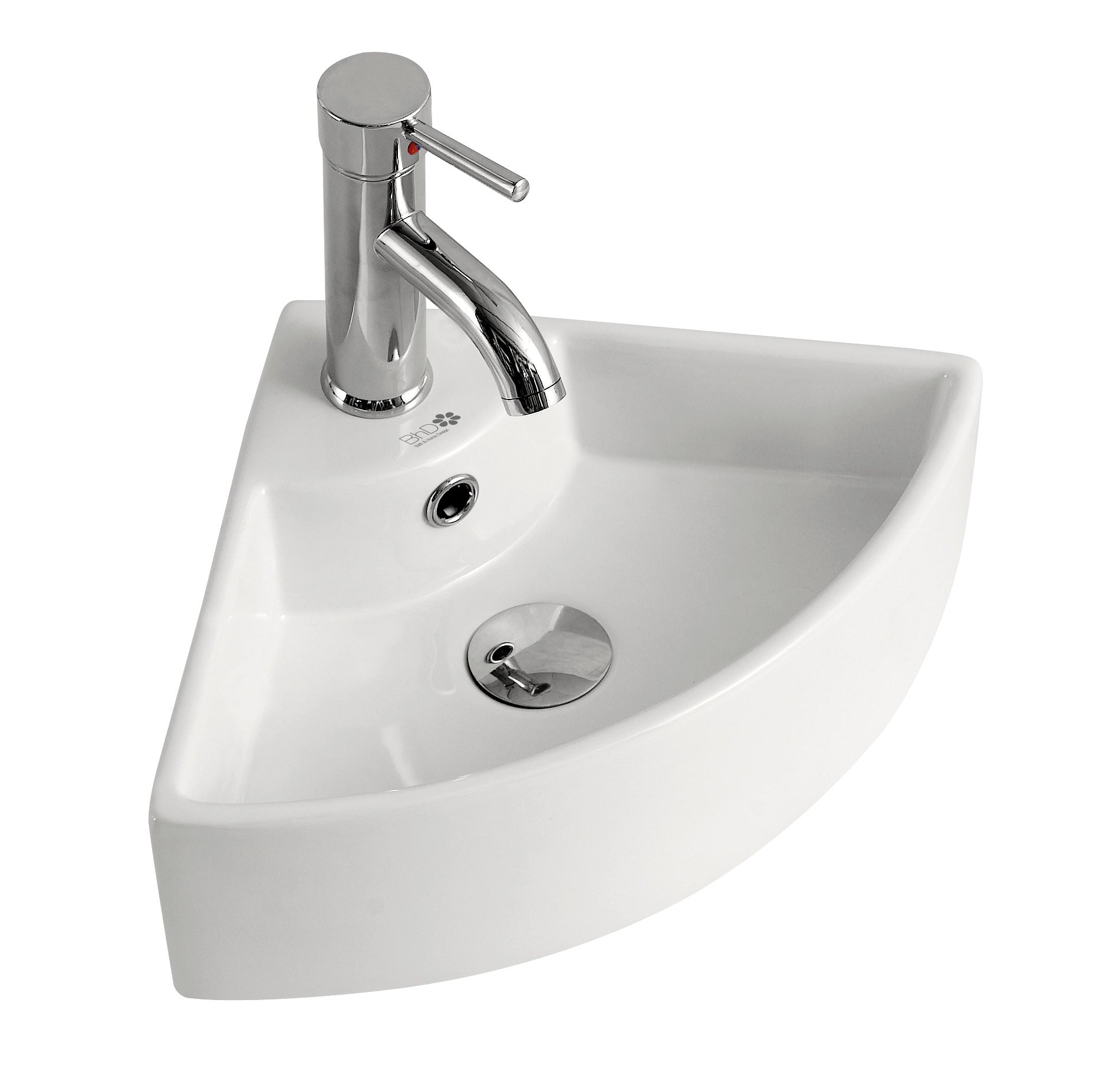 Vasque d’angle suspendue en porcelaine blanche SEGOVIA 460x325x125 mm - 2