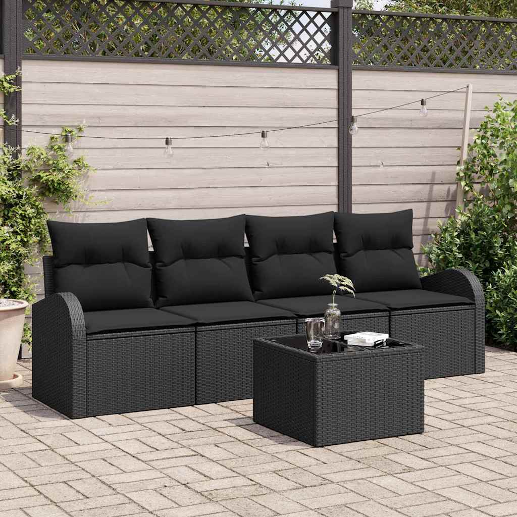 Zestaw Sof na Ogród Czarny 55 x 55 x 37 cm polirattan vidaXL