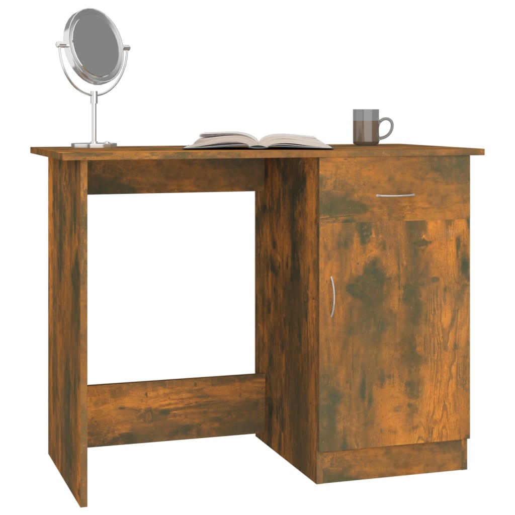 Bureau，Table de travail，Table d'étude Chêne fumé 100x50x76 cm Bois d'ingénierie CWV31480 - 4