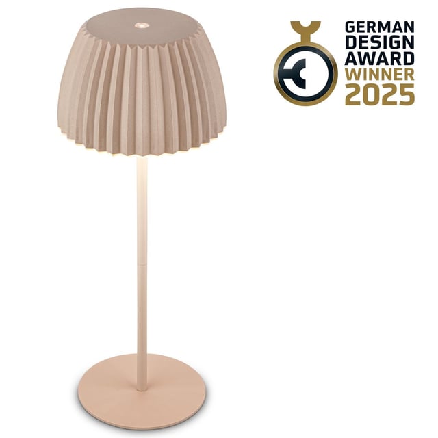 Lampe de table LED sans fil CHAMP - rechargeable USB-C - dimmer tactile continu - 2W 200lm - 2700K - IP44 - beige - Briloner