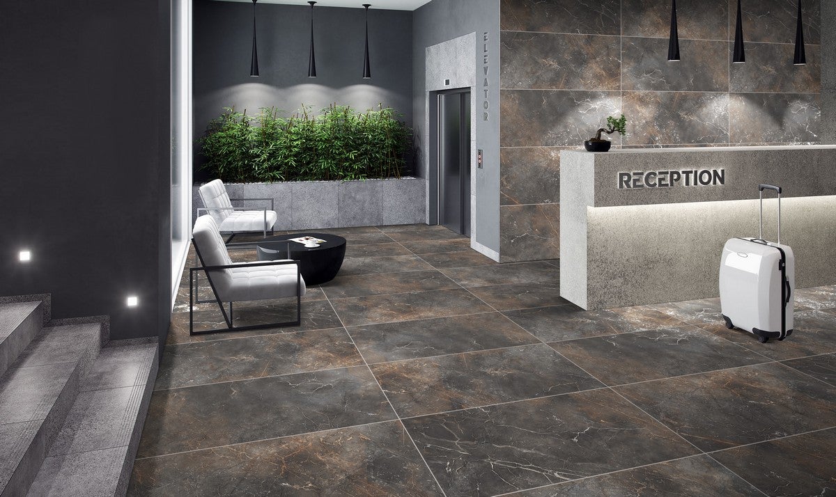 Carrelage sol/mur effet marbre SYLAN NERO MAT CARVING L.120 x l.60cm - 2