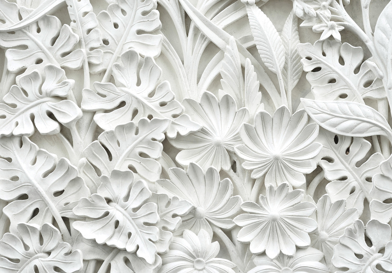Letjolt Fiori Di Carta 3D Bianchi Per Decorazioni Parete - Set Da 8 Pezzi Con Foglie E Farfalle Oro - Per Matrimoni, Compleanni E Baby Shower