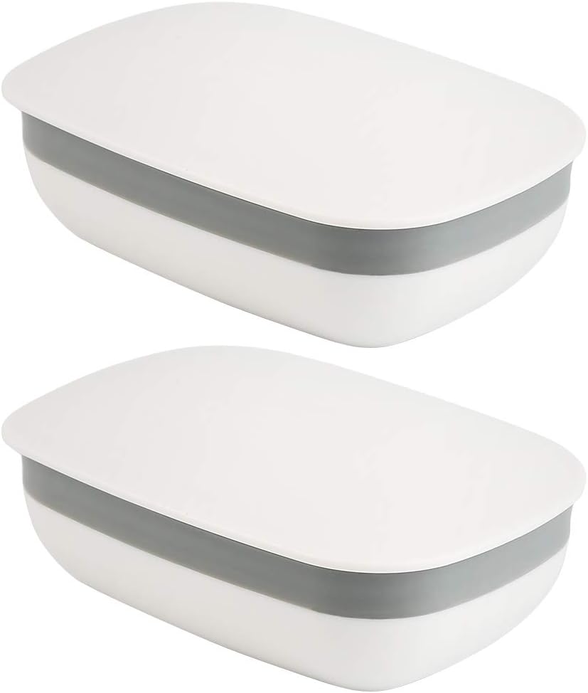 (12×8,5×4,5 cm) Zestaw 2 mydelniczek podróżnych, plastikowy uchwyt na mydło, pudełka na mydło z pokrywką, uchwyt na mydło podróżny, pojemnik na mydło