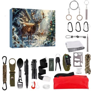 Calendrier De L'Avent Kit De Survie 24 Jours Pour Homme – Cadeau Camping, Randonnée, Pêche Et Chasse – Idéal Noël, Anniversaire, Fête Des Pères