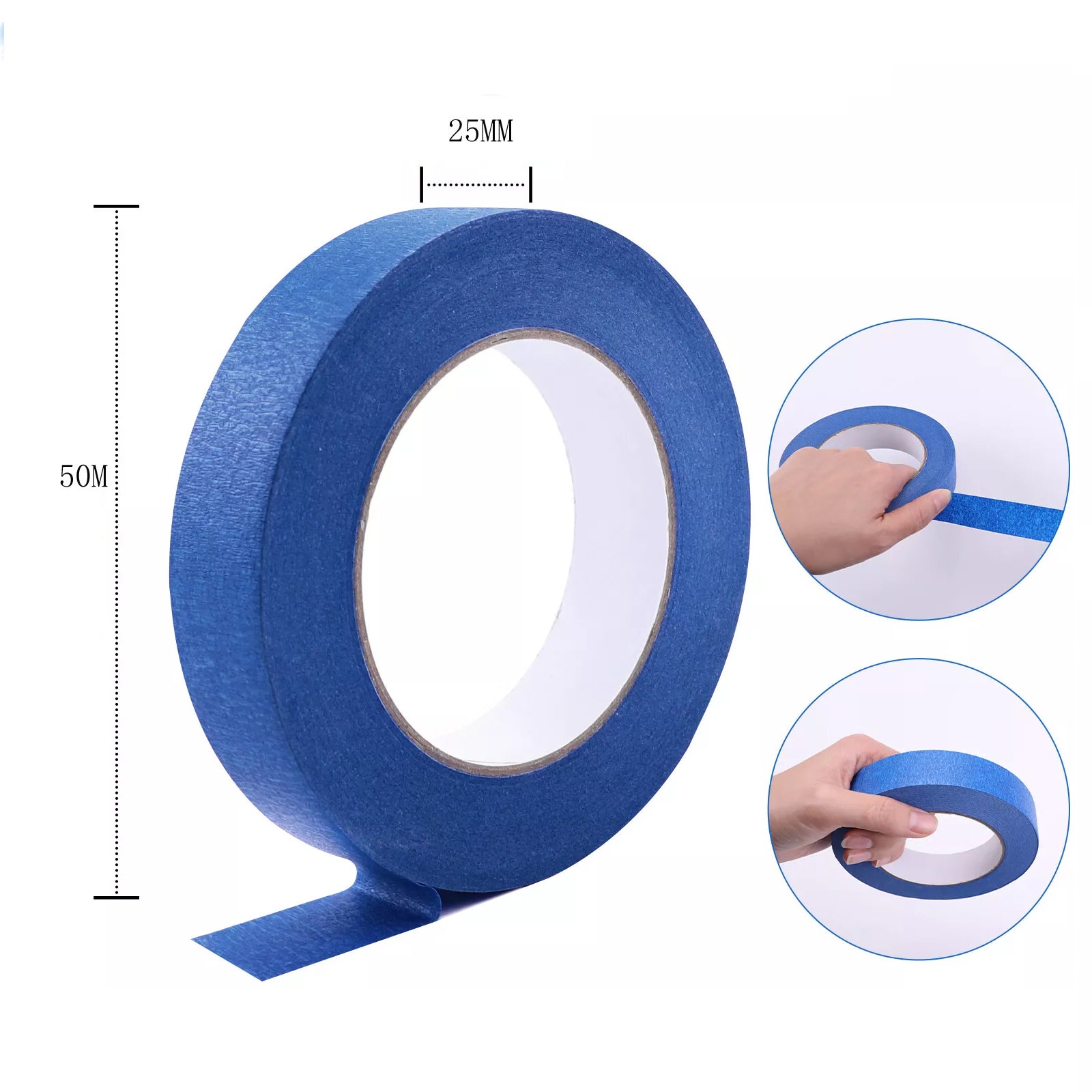 Cinta De Enmascarar Autoadhesiva Para Pintar, Duradera Y Resistente A Los Rayos UV, 25 Mm X 50 M (1 Rollo, Azul) | Leroy Merlin