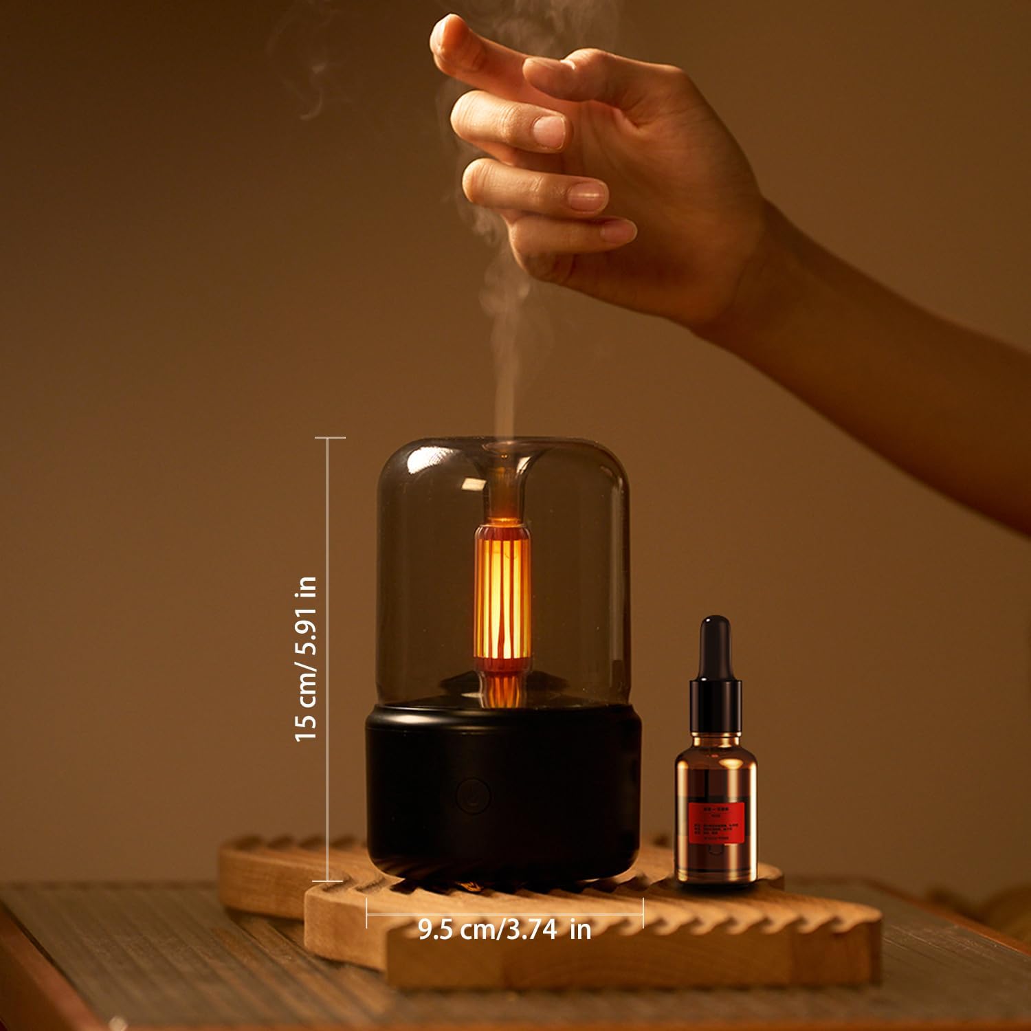 Diffuseur d'aromathérapie 150 ml avec arrêt automatique, humidificateur à brume froide, lumière chaude, pour la maison et le bureau - 6