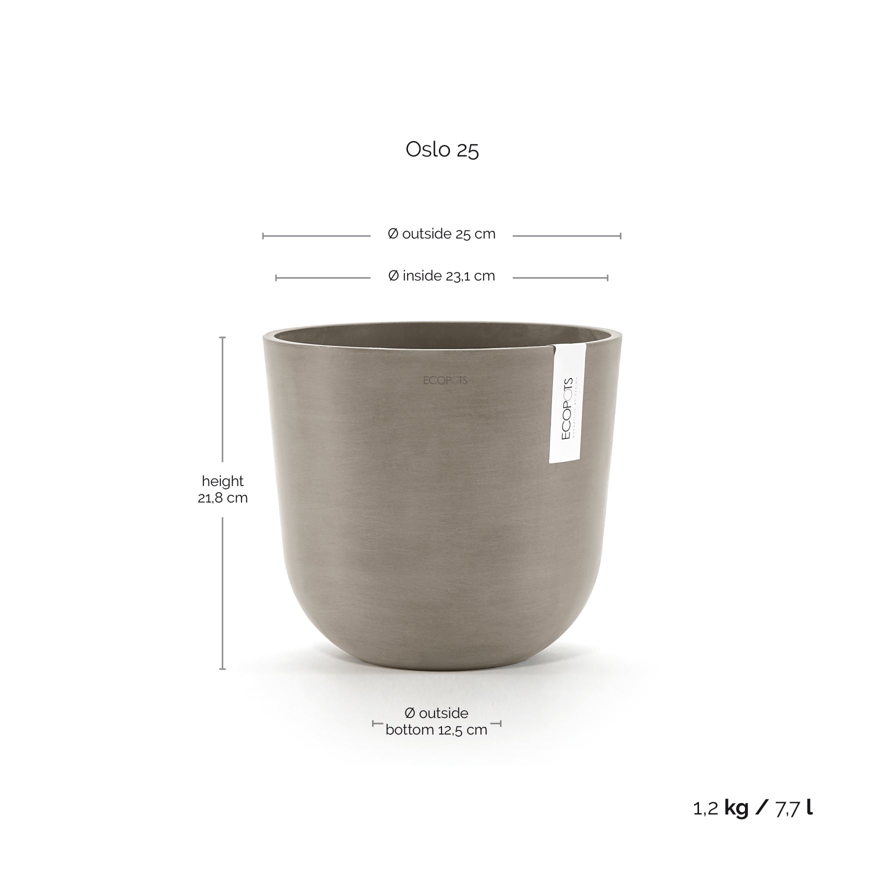 Ecopots Soucoupe ronde 30 pour pot de fleurs - L 28,7 cm x l 28,7 cm x H 3 cm - Blanc gris - Intérieur et extérieur - 3