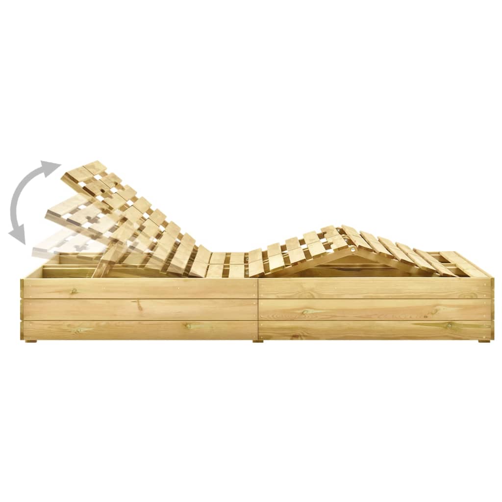 Chaise longue double et coussins bleu Bois de pin imprégné - 3