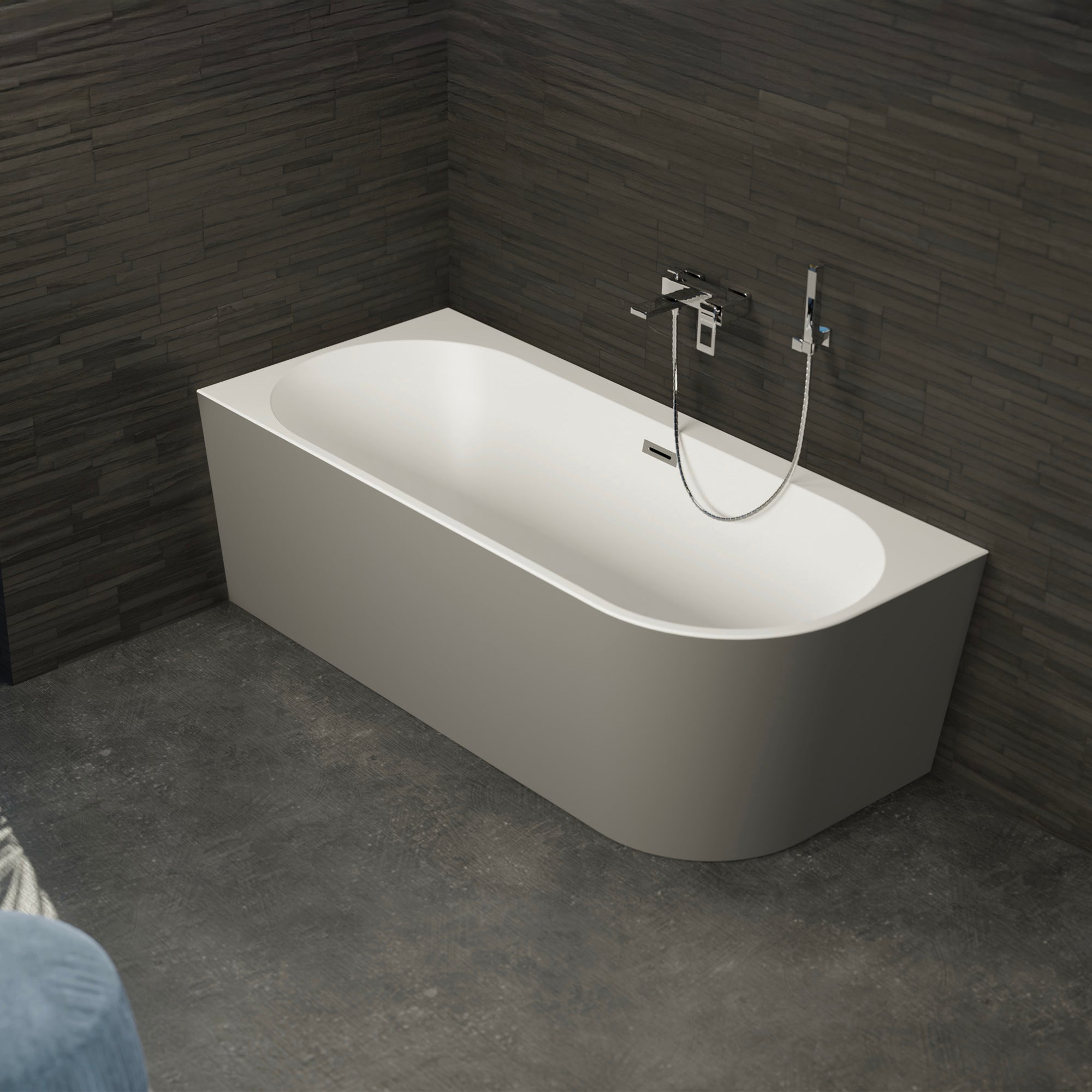 Baignoire Ilot Capri 160 gauche grise 160 x76 x58 cm, by SPALINA - 5