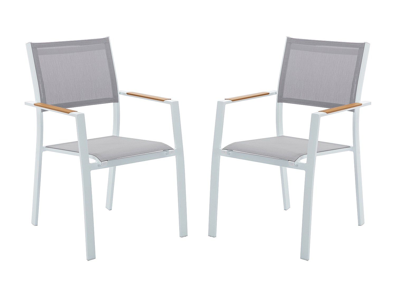 Zestaw 2 foteli ogrodowych sztaplowanych z aluminium i tekstylenu - Jasnoszary i biały - MACILA marki MYLIA