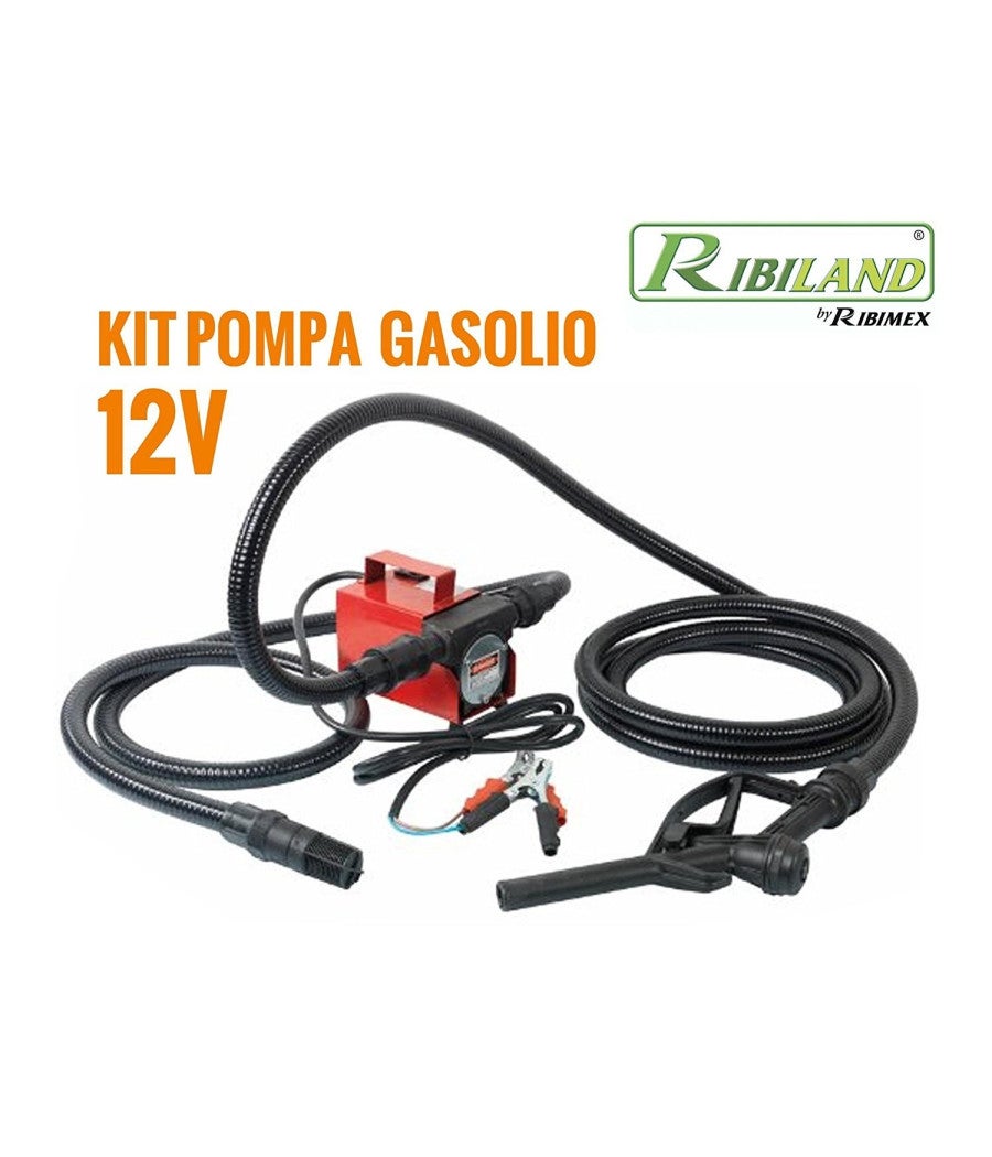 Trade Shop - Kit Pompa Gasolio 12v Travaso Autoadescante Con Tubi Raccordi Pistol Prkg12v - - 2