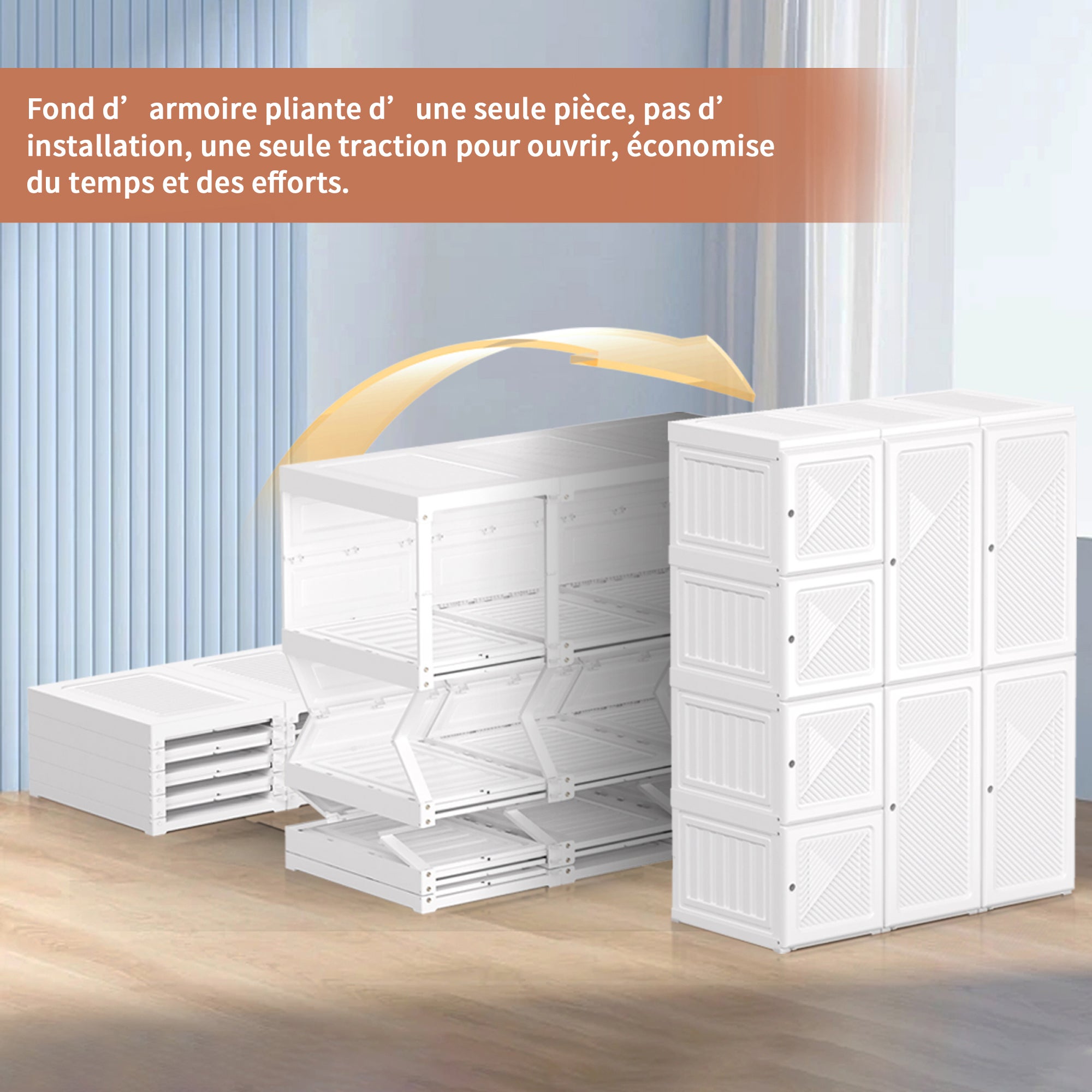 Armoire - Chambre Rangement - Style scandinave - ​Garde-robe - COZY - 6 Portes - 5 Cases - Avec cintres - PP - Blanc - 4