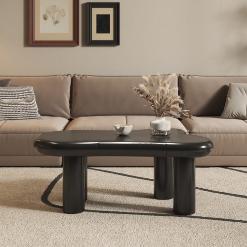 Table basse noire en forme de nuage, en MDF, avec éclairage LED 16 couleurs et tiroir – Table de salon moderne avec espace de rangement - 5