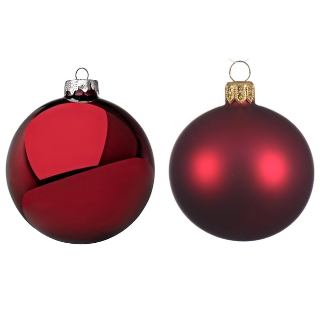 Boules en verre pour la décoration du sapin de Noël rouge foncé / 24 boules Ø 2,5 cm