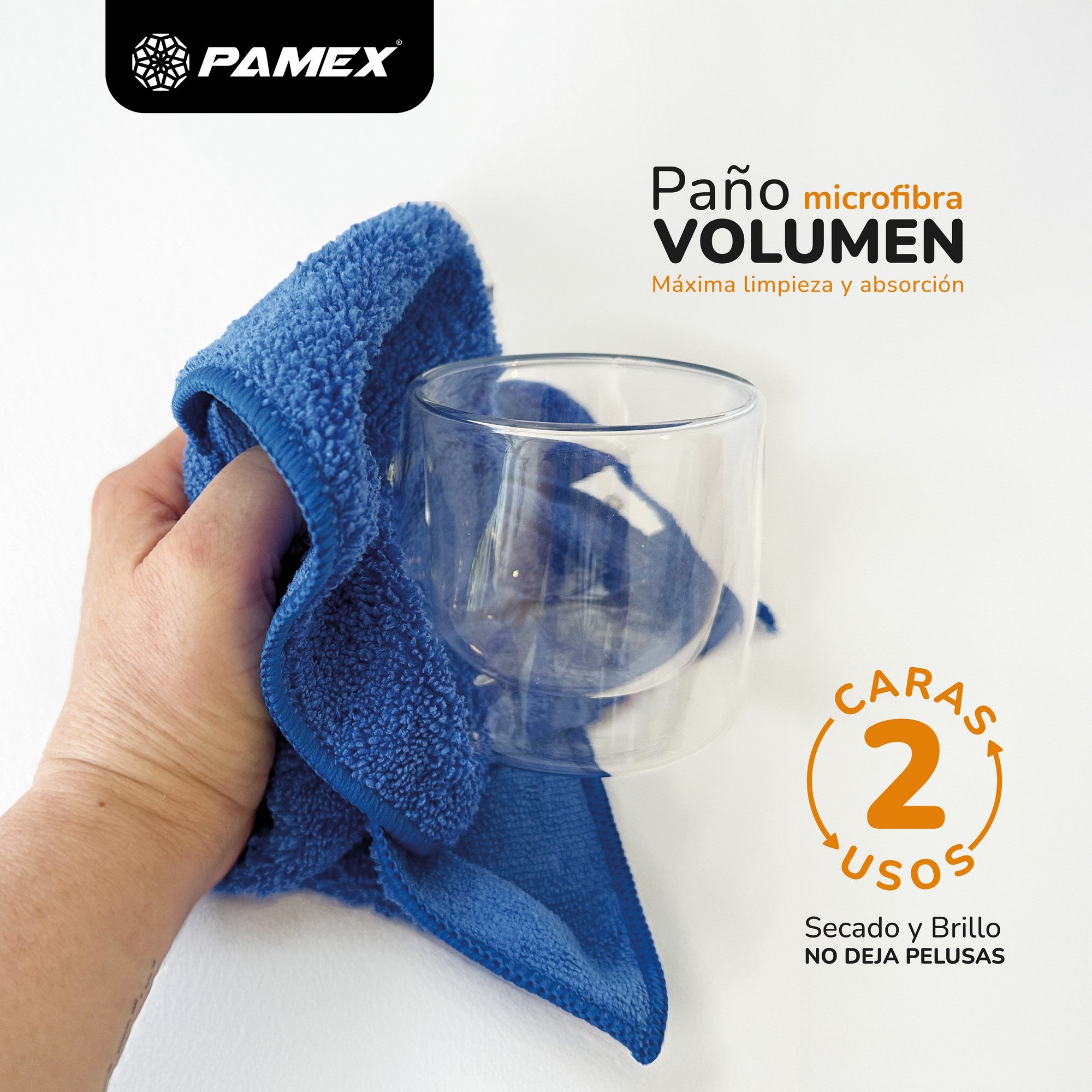 PAMEX - Paños Microfibra Volumen Bayetas Azules 38x38cm Máxima Absorción- 16 Unidades - 2