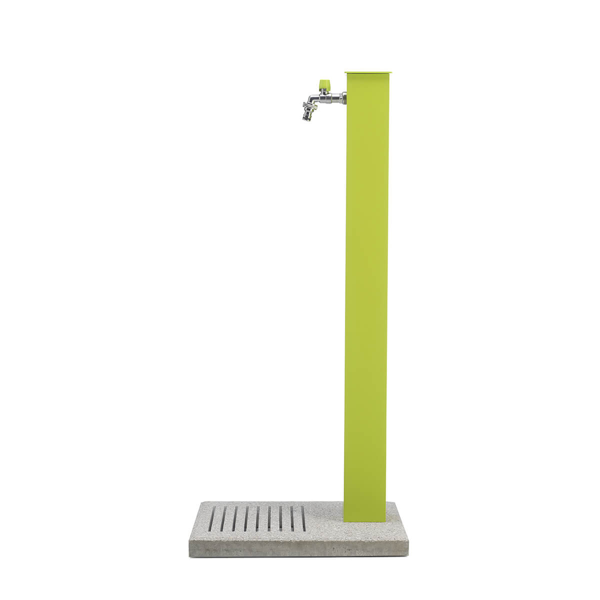 Belfer Fontaine de jardin en colonne en acier/aluminium - socle en ciment, Vert acide, moderne pour extérieur - 100% Made in Italy - 3